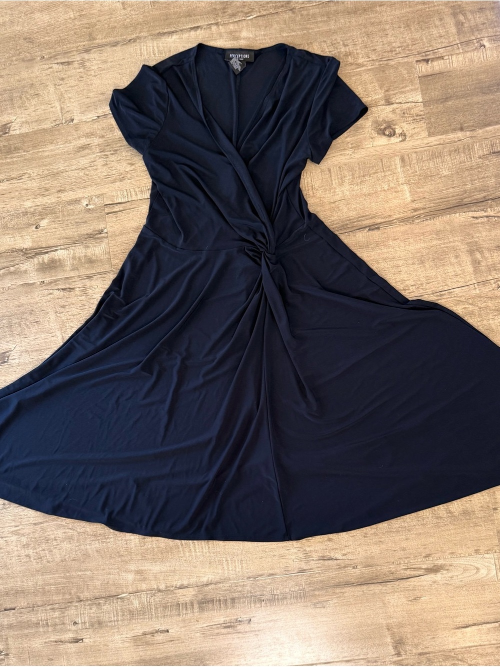 Perceptions Black Twist-Front Midi Dress